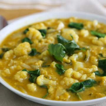 Curried Red Lentil Pumpkin Cauliflower soup