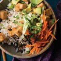 Sushi Rice bowls with tofu teriyaki