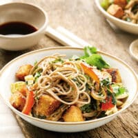 Sesame soba noodles with collard greens recipe