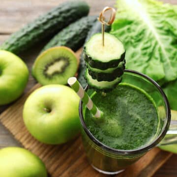 fresh green vegetable and fruit juice