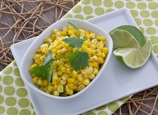 Fresh corn sauté with coconut milk and sriracha