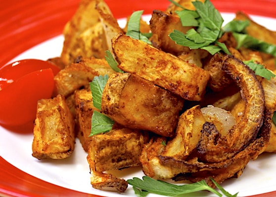 Spicy baked home fries by Laura Theodore