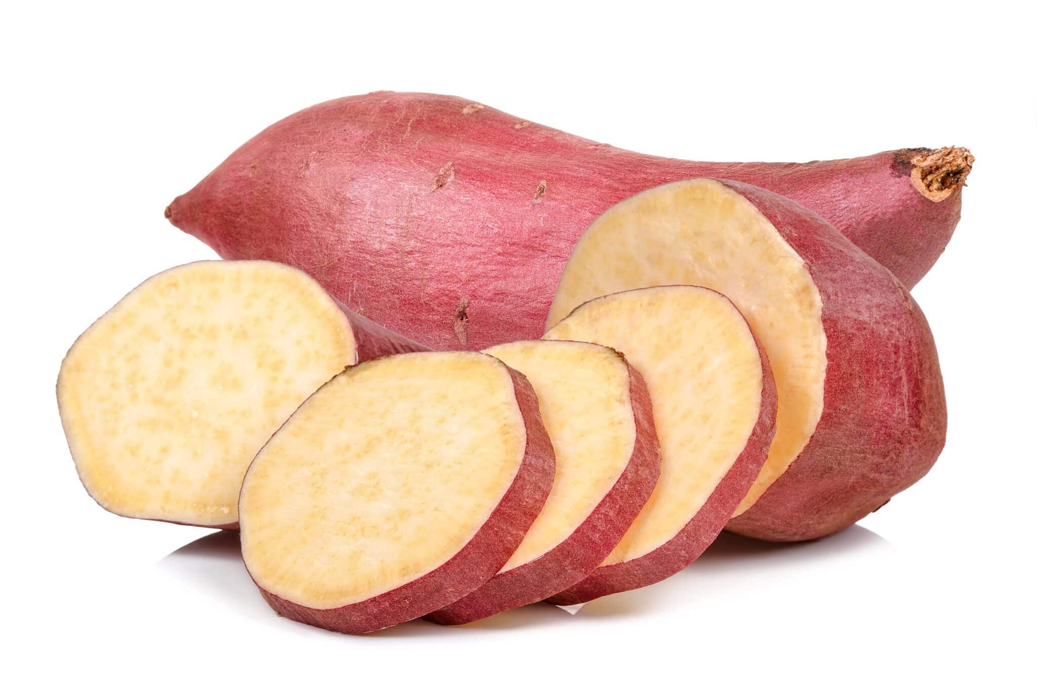 white sweet potato with red skin and white flesh