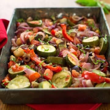 roasted ratatouille in pan