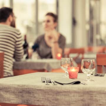 Romantic Young Couple at Restaurant