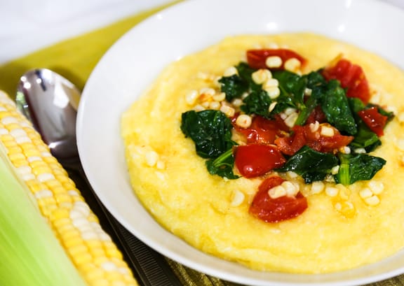 Polenta with Spinach and Tomatoes recipe