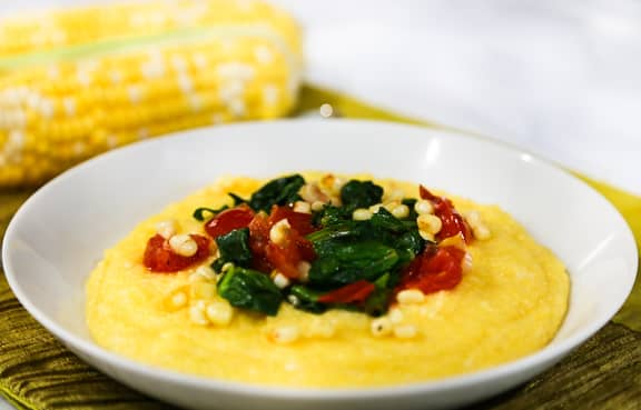 Polenta with Spinach and Tomatoes 
