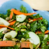 Raw Kale and Cucumber Salad with Avocado-Tahini Dressing