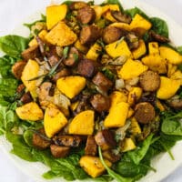 Polenta and vegan sausage stuffing