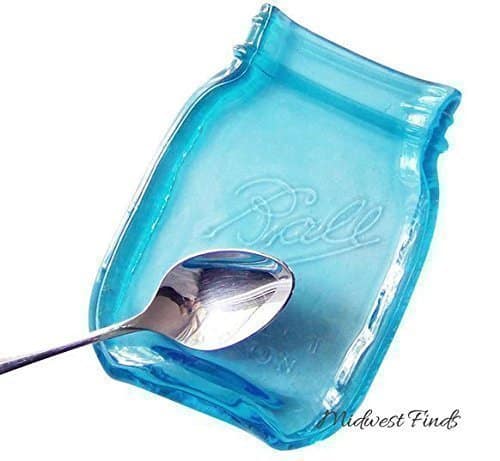 blue pint melted mason jar spoon rest handmade kitchen gifts