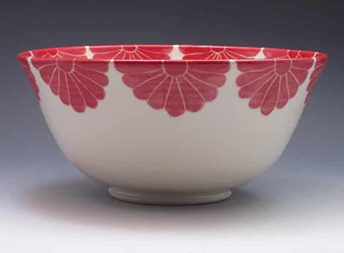 red porcelain serving bowl handmade kitchen gifts