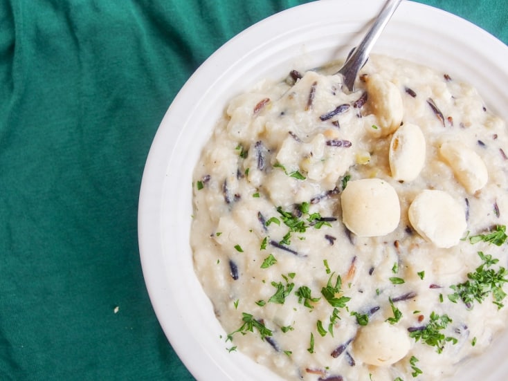 CREAMY VEGAN WILD RICE SOUP