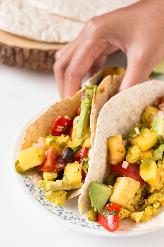 Vegan Breakfast Tacos With Mango Pineapple Salsa