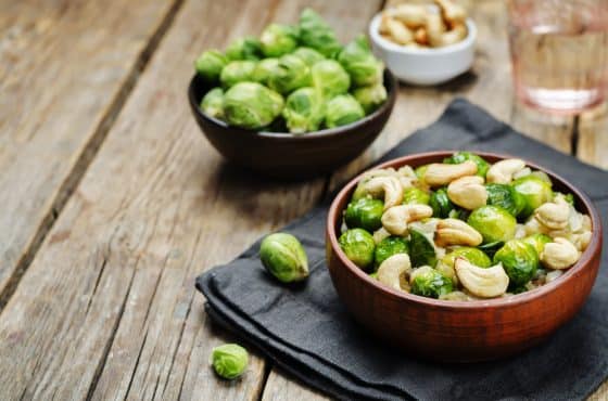 Brussels sprouts and cashew rice