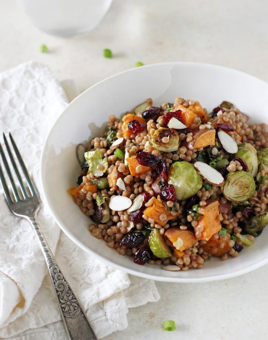 Brussels Sprouts and Sweet Potato Israeli Couscous Salad