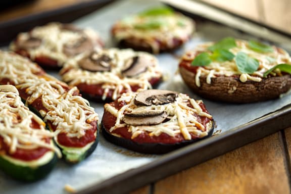 Pizza on vegetables