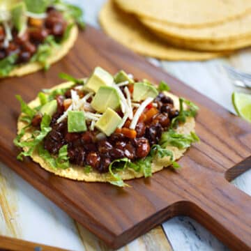 Insanely easy vegan black bean tostadas