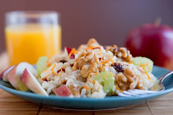 Walnut apple brown rice salad