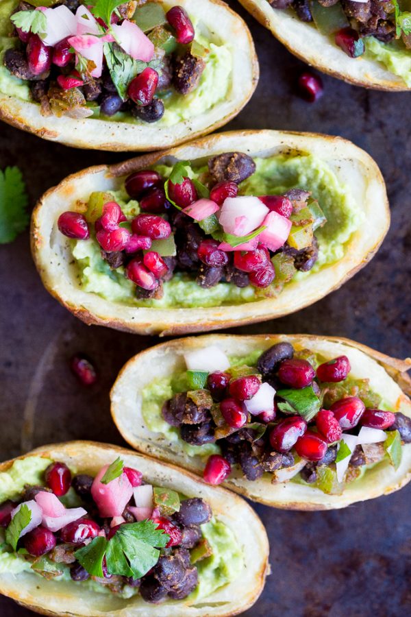 tex mex potato skins with pomegranate salsa