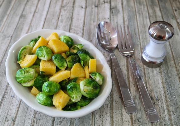 Polenta with brussels sprouts