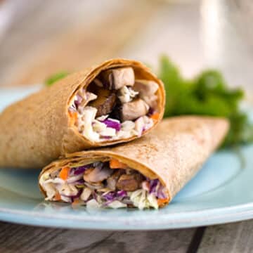 Portobello and coleslaw wraps