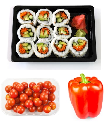 Vegetable sushi dinner ingredients