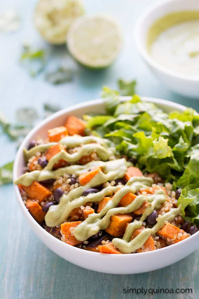 chili roasted sweet potato black bean quinoa salad