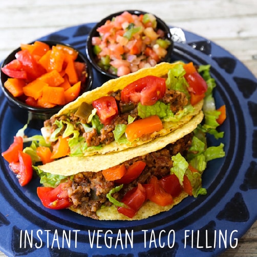 Instant vegan taco filling graphic
