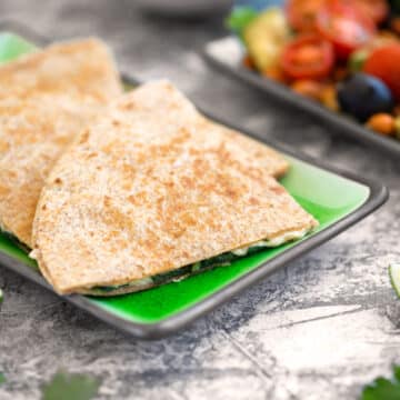 Vegan spinach quesadillas