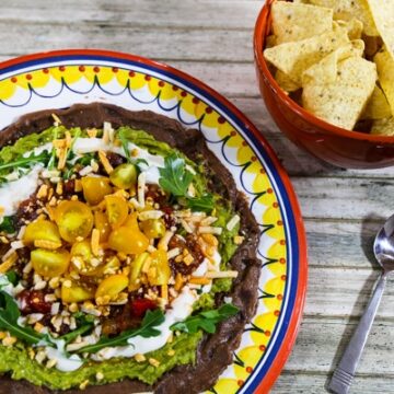 Vegan 7-layer bean dip