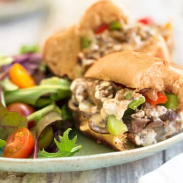 Vegan Philly Cheesesteak dinner