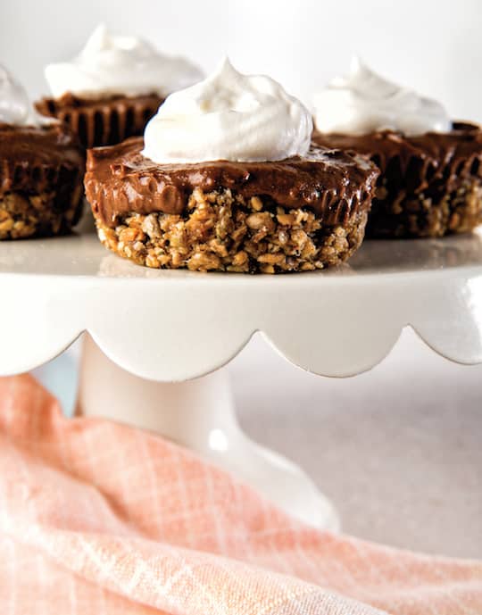 Mini-Chocolate Pudding Pies with Seed Crust