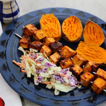 Stovetop BBQ Tofu Skewers dinner