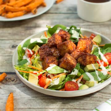 BBQ tempeh salad dinner