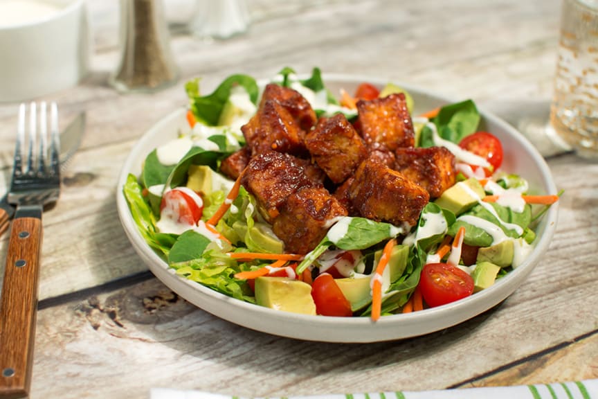 BBQ tempeh salad with creamy ranch dressing