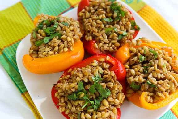 Farro-Stuffed peppers