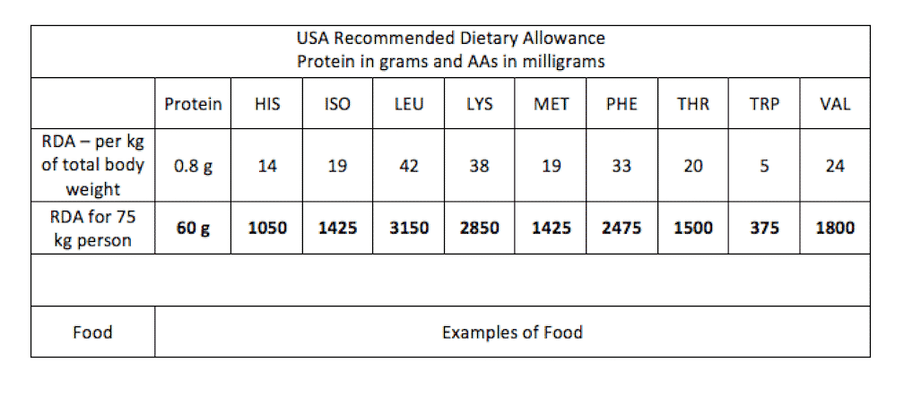 Protein Chart For Bodybuilding