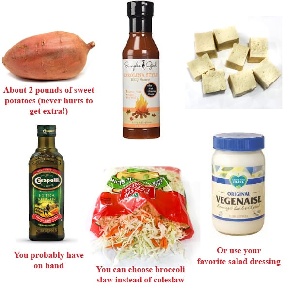 Tofu BBQ dinner ingredients