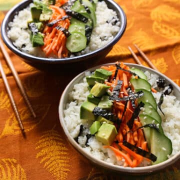 Cauliflower rice sushi bowl