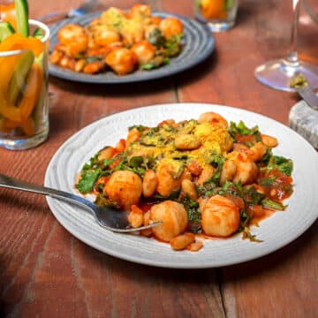 Gnocchi with beans and greens