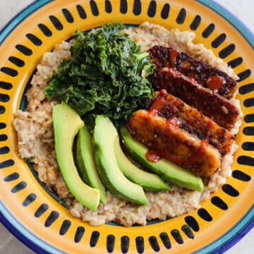 Savory Breakfast bowls with tempeh and greens