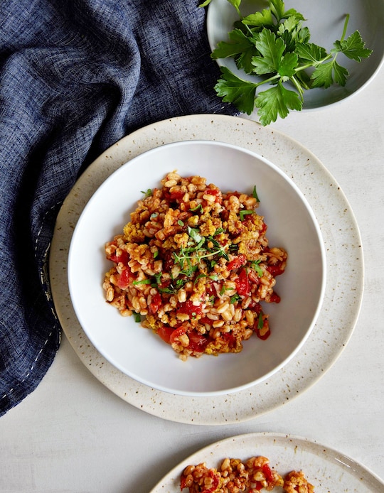 Baked Farro with Tomatoes & Herbs by Isa Moskowitz and Terry Romero