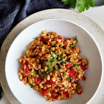 Baked Farro with Tomatoes & Herbs