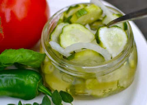 Cucmber and onion refrigerator pickles from A Southern Soul