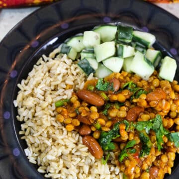 Lentil and Kidney Bean curry dinner