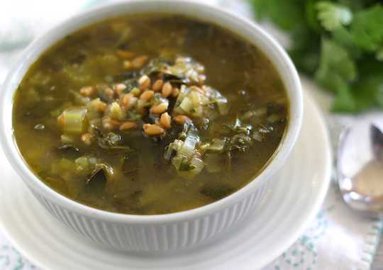 Farro and Hearty Greens Soup from Letty's Kitchen