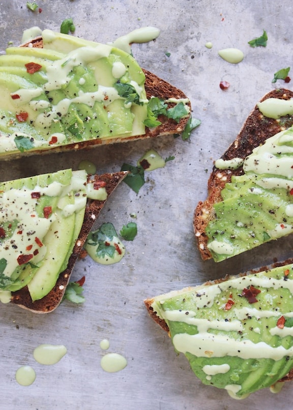 Avocado Toast with Cilantro Lime Cashew Creeam from with food + love