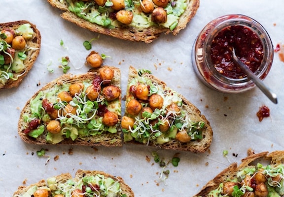 Vegan Avocado Toast with Spiced Chickpeas from Lazy Cat Kitchen