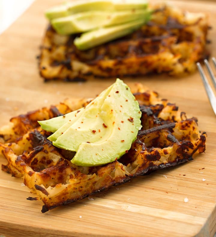 Hash Browns Made In Waffle Maker Kitchen Hack Stock Photo