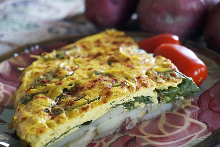 Vegan Potato and Spinach Frittata by Laura Theoodore